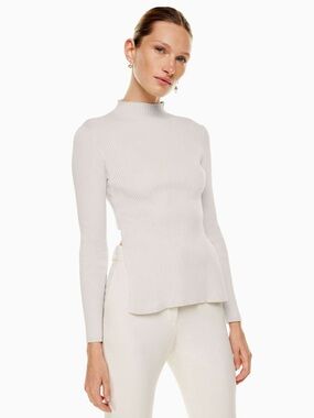 Aritzia Babaton Matte Pearl Sculpt Knit Tie-Back Longsleeve Size Small